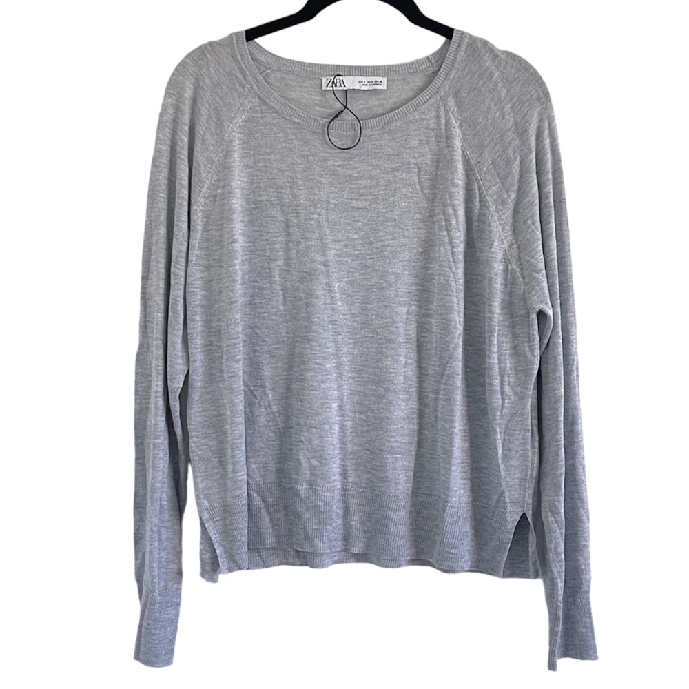 NWOT Zara Long Sleeve Heather Grey Sweater Knit